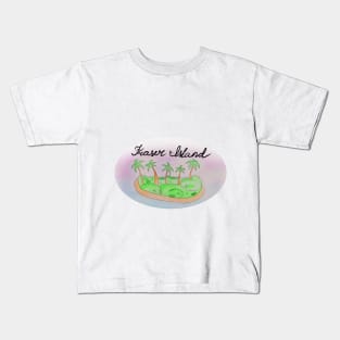 Fraser Island watercolor Island travel, beach, sea and palm trees. Holidays and vacation, summer and relaxation Kids T-Shirt
